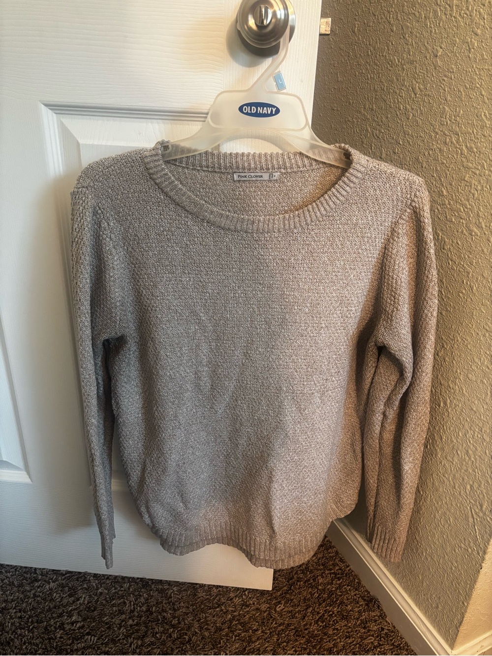 Pink Clover Neutral Taupe Crewneck Sweater